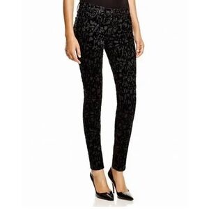 J Brand For Neiman Marcus Velvet Brocade Black Fleur Pants Sz 26 Skinny Holidays